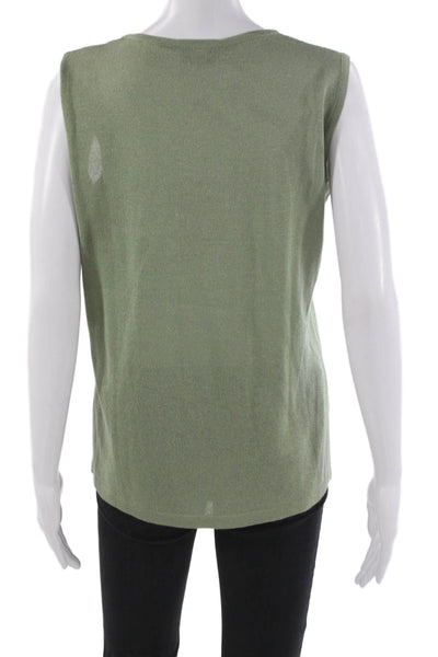 Jennifer Tyler Women Basic Sleeveless Tank Top Green Round Neck Size 50