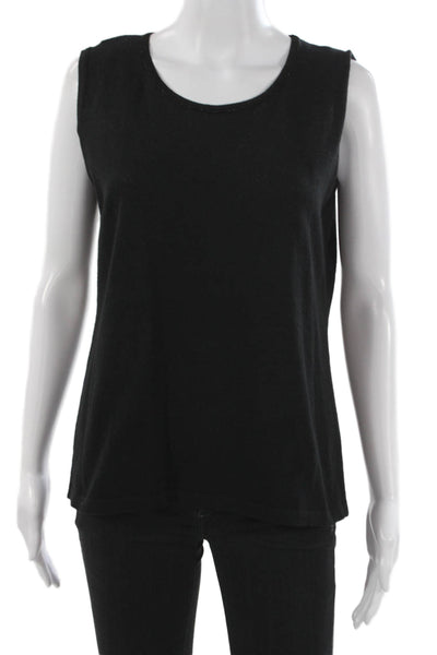 Jennifer Tyler Women Basic Tank Black Knit Round Neck Sleeveless Size 48