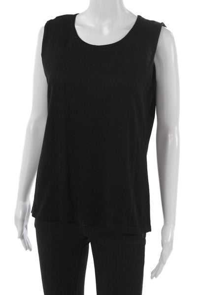 Jennifer Tyler Women Basic Tank Black Knit Round Neck Sleeveless Size 48