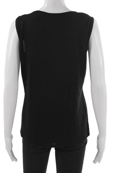 Jennifer Tyler Women Basic Tank Black Knit Round Neck Sleeveless Size 48