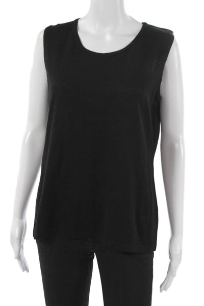 Jennifer Tyler Women Black Basic Sleeveless Scoop Neck Tank Size 50
