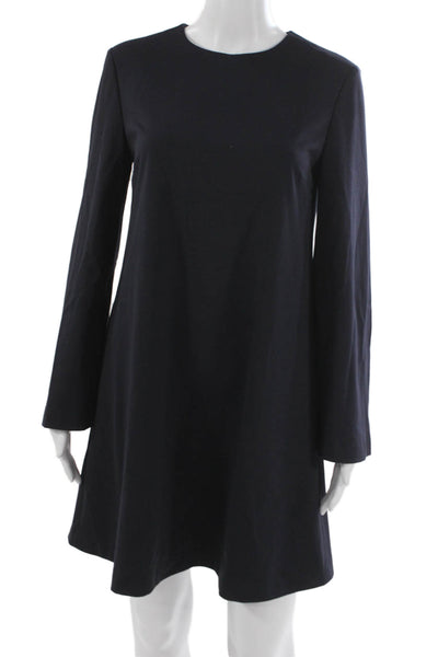 Sharis Womens Shift Dress Blue Long Sleeve Viscose Mini Size 40