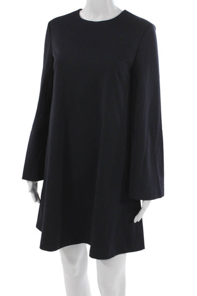 Sharis Womens Shift Dress Blue Long Sleeve Viscose Mini Size 40