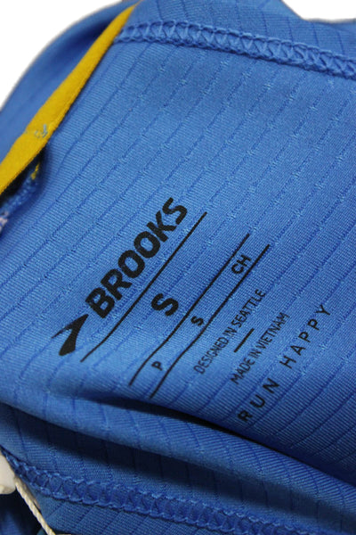 Brooks Women Pullover Top Blue Striped Recycled Poly Crewneck Size S