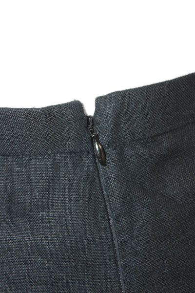 J Crew Womens Straight Pencil Linen Black Skirt Knee Length Zip Size 4