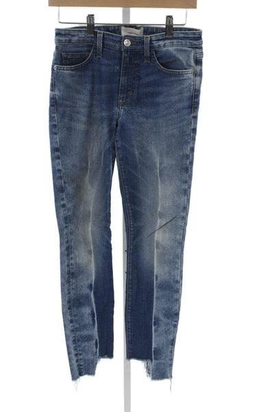 Current/Elliott Women Skinny Distressed Blue Jeans Cotton Button Fly Size 27