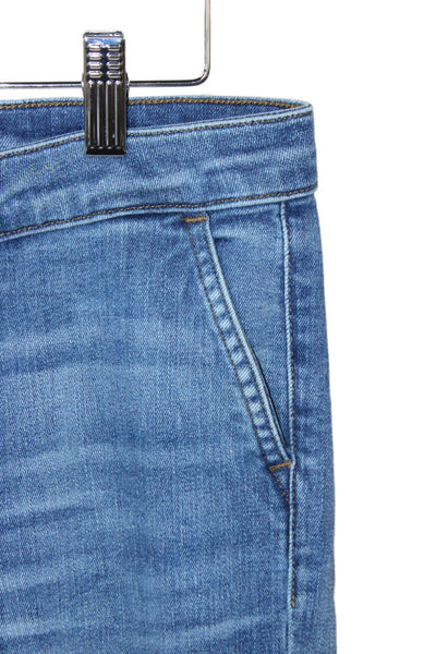 For4 Women Skinny Jeans Blue Mid Rise Button Cotton Blend Inseam 32 Size 26