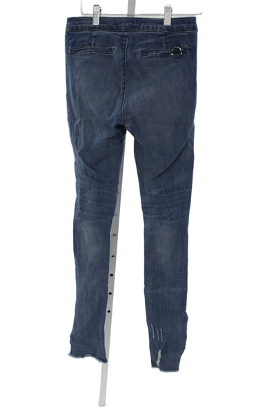 For4 Women Skinny Jeans Blue Mid Rise Button Cotton Blend Inseam 32 Size 26