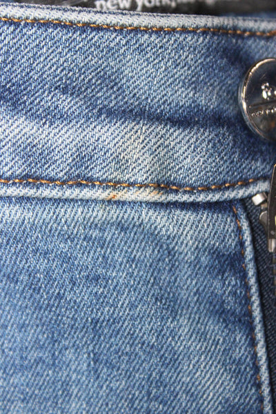 For4 Women Skinny Jeans Blue Mid Rise Button Cotton Blend Inseam 32 Size 26