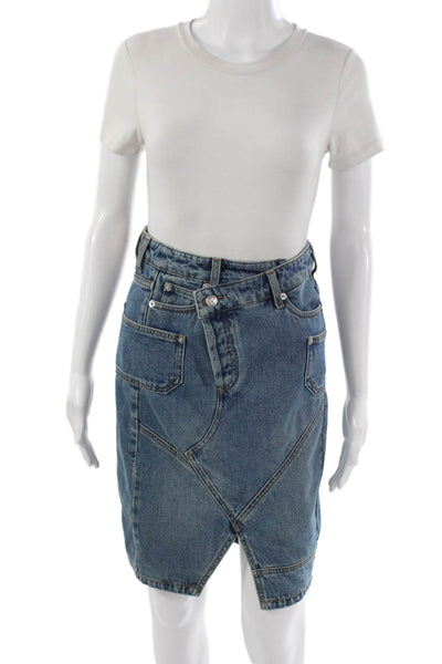 Zadig & Voltaire Womens Straight Pencil Patchwork Cotton Knee Skirt Size 36