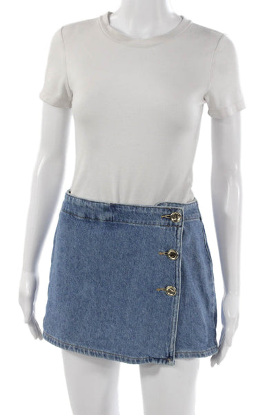 Zara Women Skort Blue Mini Cotton Zip Size S