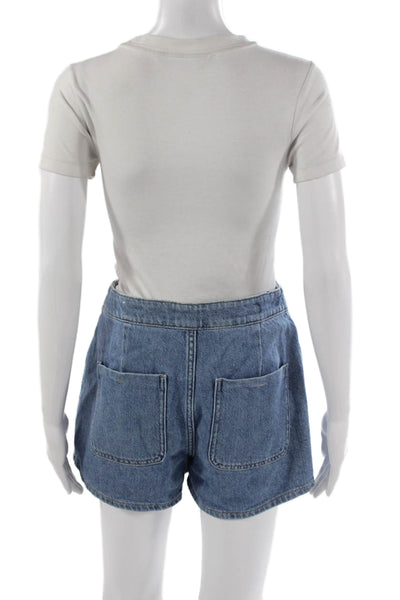 Zara Women Skort Blue Mini Cotton Zip Size S