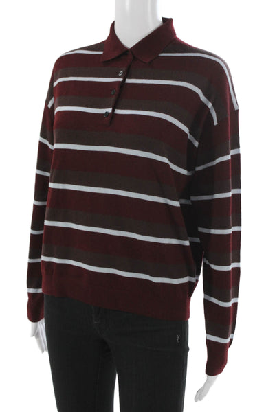 Madewell Womens Red Striped Merino Wool Collared Pullover Size S