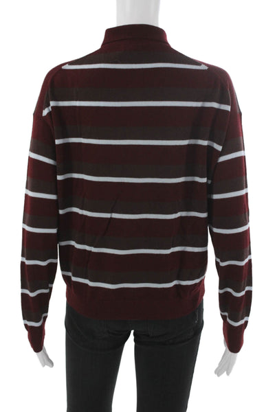 Madewell Womens Red Striped Merino Wool Collared Pullover Size S