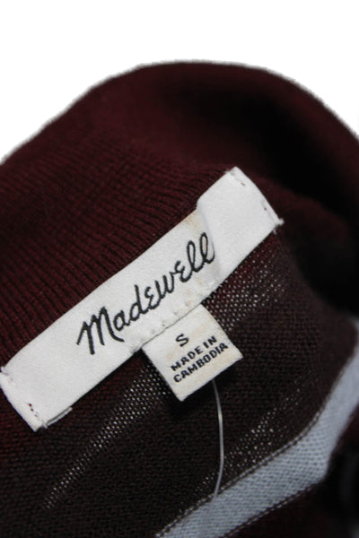 Madewell Womens Red Striped Merino Wool Collared Pullover Size S