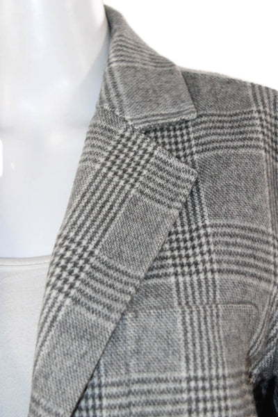 Maje Womens Gray Wool Check Overcoat Button Closure Size S