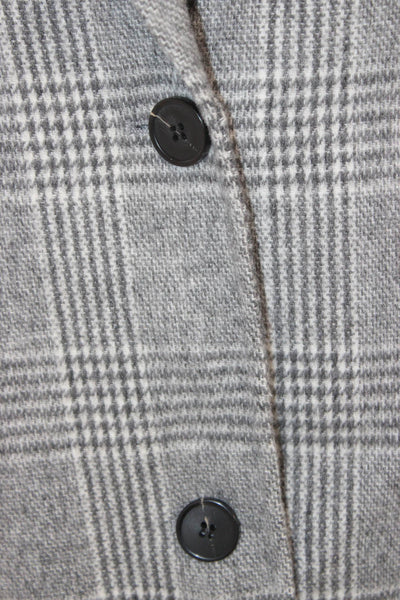 Maje Womens Gray Wool Check Overcoat Button Closure Size S