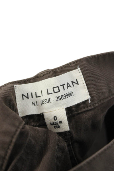 Nili Lotan Womens Cargo Pants Brown Button Inseam 26 Size 0