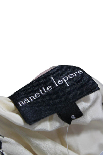Nanette Lepore Women Silk Floral Tunic Blouse 3/4 Sleeve Ivory Size 8