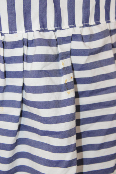 Anna Maria Paletti Womens Blue Striped Peplum Blouse Cotton 3/4 Sleeve Size 44