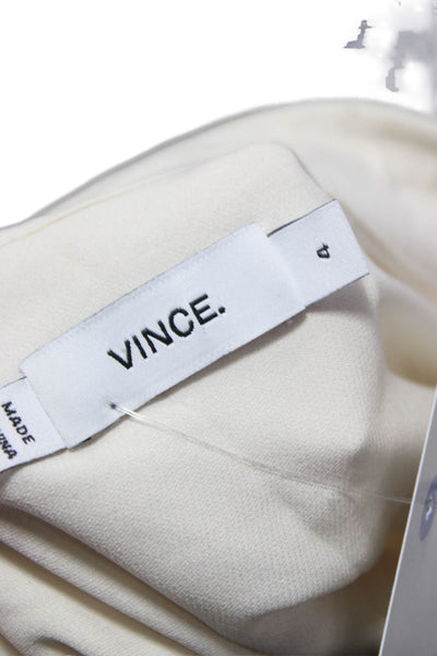 Vince Women Silk Ivory Collared Long Sleeve Basic Button-Up Size 4