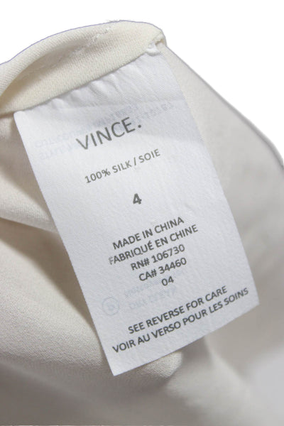 Vince Women Silk Ivory Collared Long Sleeve Basic Button-Up Size 4