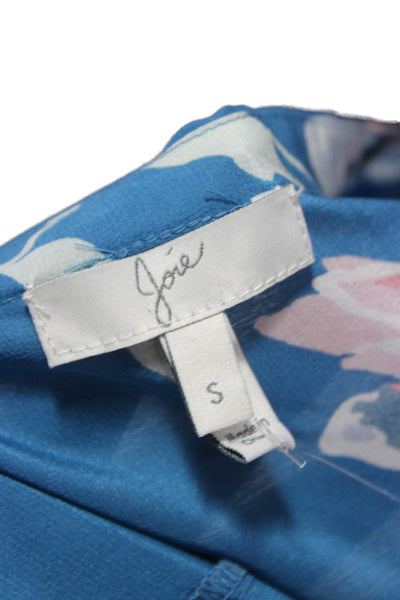 Joie Women Basic Silk Floral V-Neck Long Sleeve Button Blouse Size S