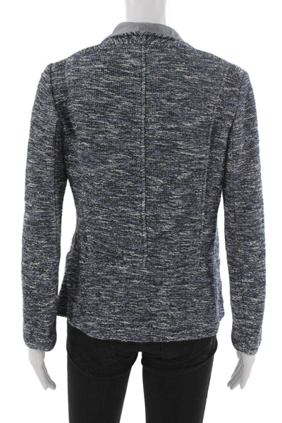 Vince Women Basic Tweed Jacket Open Front Long Sleeve Blue Size S