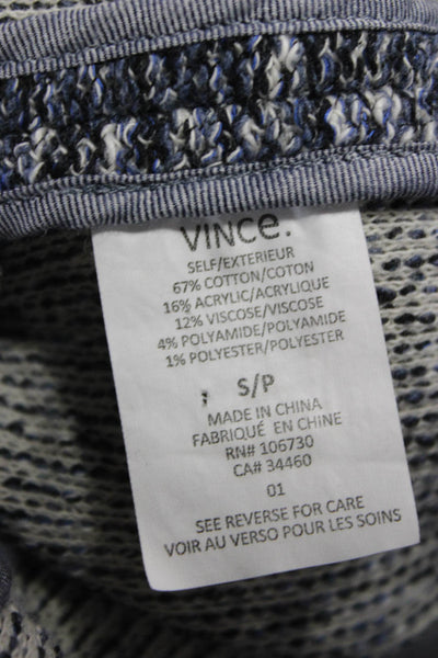 Vince Women Basic Tweed Jacket Open Front Long Sleeve Blue Size S