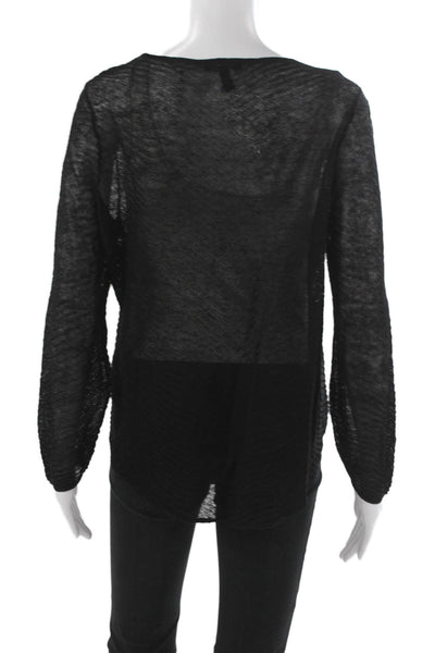 Eileen Fisher Womens Black Hemp Nylon Pullover Sweater Longsleeve Size PM