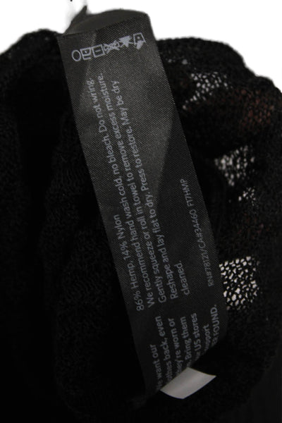 Eileen Fisher Womens Black Hemp Nylon Pullover Sweater Longsleeve Size PM