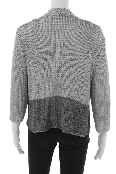 Eileen Fisher Women Gray V Neck Cardigan 3/4 Sleeve Size L
