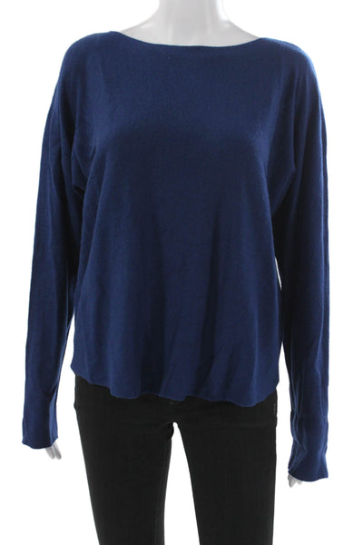Vince Womens Pullover Boat Neck Long Sleeve Blue Size L