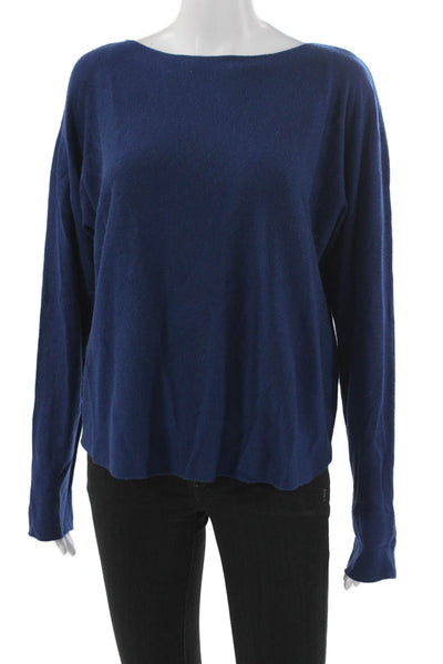 Vince Womens Pullover Boat Neck Long Sleeve Blue Size L