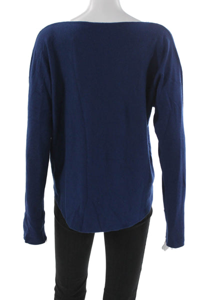 Vince Womens Pullover Boat Neck Long Sleeve Blue Size L