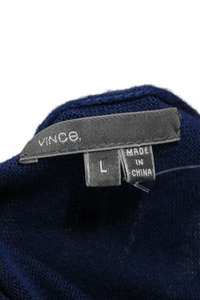 Vince Womens Pullover Boat Neck Long Sleeve Blue Size L