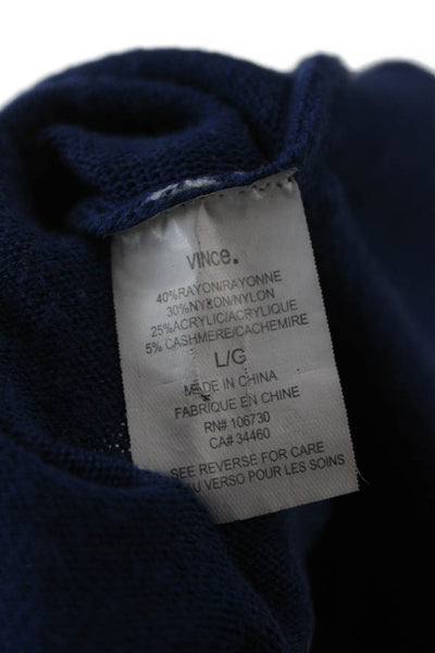 Vince Womens Pullover Boat Neck Long Sleeve Blue Size L