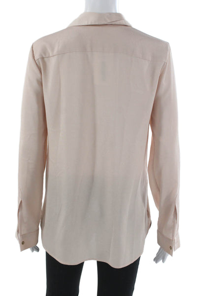Calvin Klein Womens Tunic Blouse Beige Collared Lace Up Long Sleeve Size S