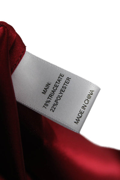 St. John Womens Basic Boat Neck 3/4 Sleeve Red Triacetate Blouse Size M