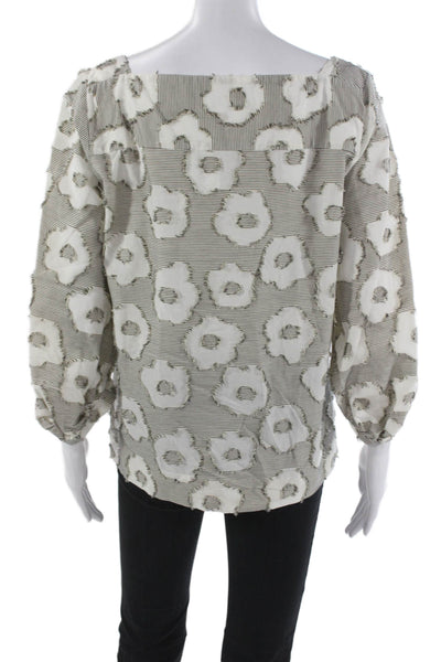 Le Sarte Pettegole Womens Floral Cotton Square Neck Blouse 3/4 Slv Size 42