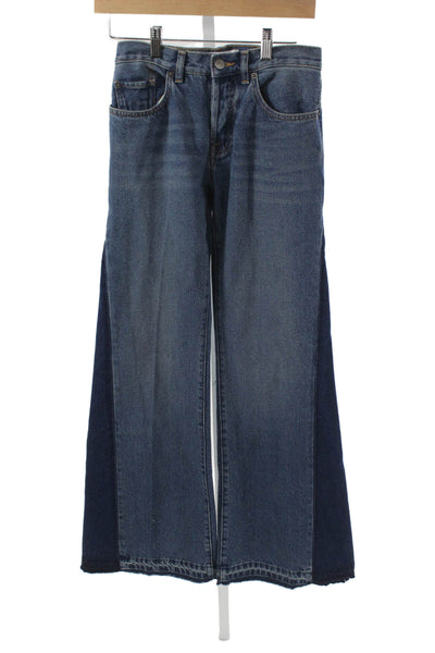 Ba&Sh Womens Wide Leg Jeans Blue Mid Rise Button 100% Cotton Inseam 33 Size 2