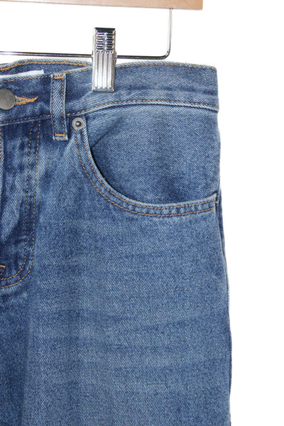 Ba&Sh Womens Wide Leg Jeans Blue Mid Rise Button 100% Cotton Inseam 33 Size 2