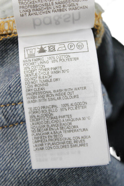 Ba&Sh Womens Wide Leg Jeans Blue Mid Rise Button 100% Cotton Inseam 33 Size 2
