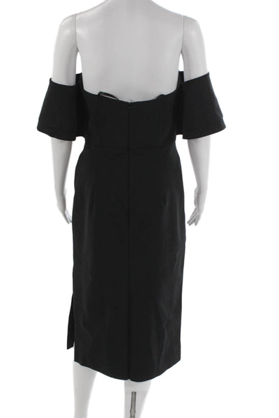 Milly Women Off Shoulder Pencil Dress Short Sleeve Black Knee Length Size 4