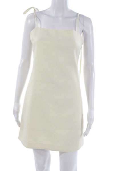 English Factory Women Slip Dress Ivory Square Neck Sleeveless Short Size M