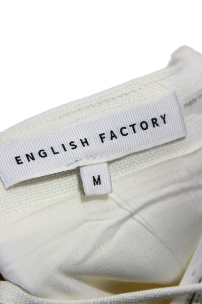 English Factory Women Slip Dress Ivory Square Neck Sleeveless Short Size M