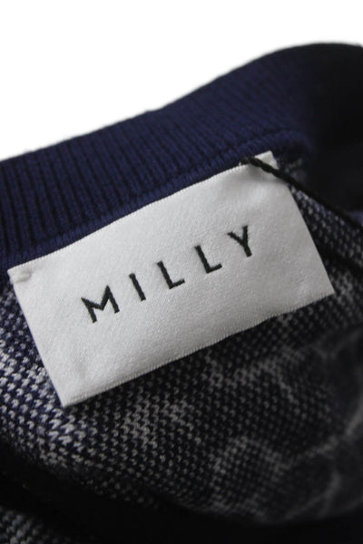 Milly Women Fit & Flare Blue Animal Print Knit Knee Length Dress Size S