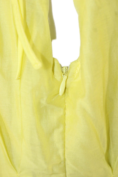 Area Stars Womens Yellow Mini Dress V Neck Short Sleeve Lyocell Zip Size S