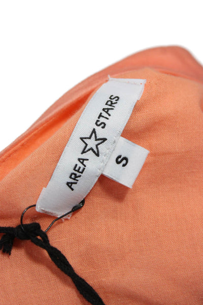 Area Stars Womens Mini Dress Orange V Neck Short Sleeve Lyocell Zip Size S