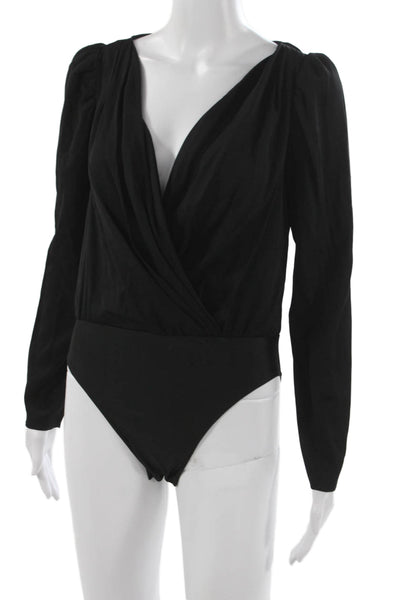 Milly Women One Piece Bodysuit Black Polyester Long Sleeve Elegant Size S